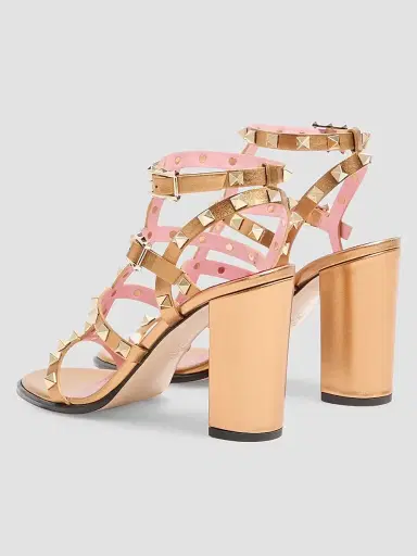Valentino Garavani Women's Rockstud Laminated Calfskin 90MM Sandals with Straps | Thumbnail 4 Valentino Garavani Women's Rockstud Laminated Calfskin 90MM Sandals with Straps | Thumbnail 4