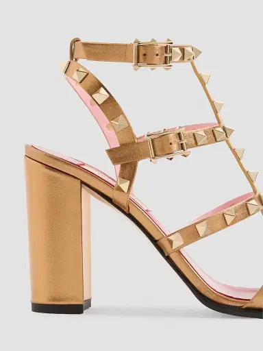 Valentino Garavani Women's Rockstud Laminated Calfskin 90MM Sandals with Straps | Thumbnail 6 Valentino Garavani Women's Rockstud Laminated Calfskin 90MM Sandals with Straps | Thumbnail 6