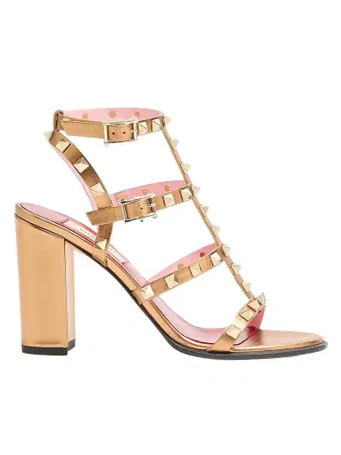 Valentino Garavani Women's Rockstud Laminated Calfskin 90MM Sandals with Straps | Thumbnail 1 Valentino Garavani Women's Rockstud Laminated Calfskin 90MM Sandals with Straps | Thumbnail 1