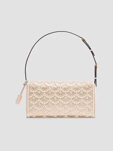 Valentino Garavani Women's Shoulder Bag with Pearls and Rhinestones - Cream | Thumbnail 2 Valentino Garavani Women's Shoulder Bag with Pearls and Rhinestones - Cream | Thumbnail 2