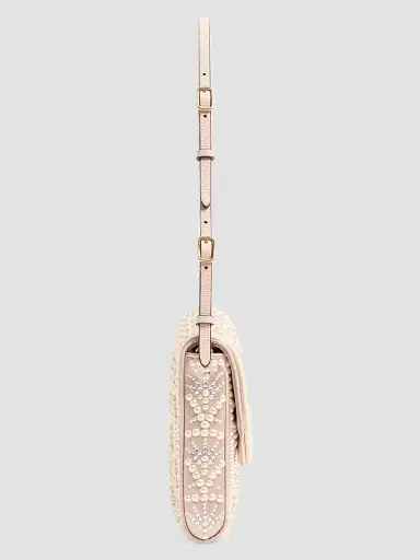 Valentino Garavani Women's Shoulder Bag with Pearls and Rhinestones - Cream | Thumbnail 4 Valentino Garavani Women's Shoulder Bag with Pearls and Rhinestones - Cream | Thumbnail 4
