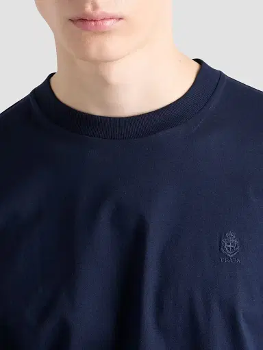 Prada Men's Cotton T-Shirt - Blue - Size XXL | Thumbnail 4 Prada Men's Cotton T-Shirt - Blue - Size XXL | Thumbnail 4