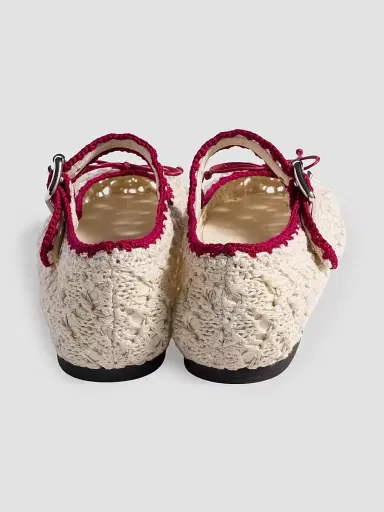 Miu Miu Women's Crochet Ballerinas - Beige Khaki | Thumbnail 3 Miu Miu Women's Crochet Ballerinas - Beige Khaki | Thumbnail 3