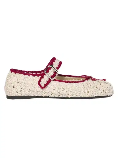 Miu Miu Women's Crochet Ballerinas - Beige Khaki | Thumbnail 1 Miu Miu Women's Crochet Ballerinas - Beige Khaki | Thumbnail 1