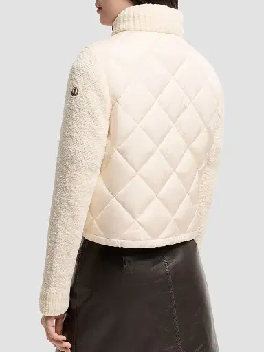 Moncler Women's Down-Filled Cardigan in Cotton Blend - White | Thumbnail 3 Moncler Women's Down-Filled Cardigan in Cotton Blend - White | Thumbnail 3