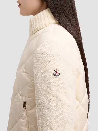 Moncler Women's Down-Filled Cardigan in Cotton Blend - White | Thumbnail 4 Moncler Women's Down-Filled Cardigan in Cotton Blend - White | Thumbnail 4