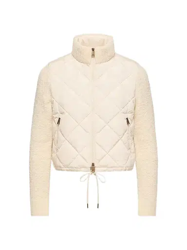 Moncler Women's Down-Filled Cardigan in Cotton Blend - White | Thumbnail 1 Moncler Women's Down-Filled Cardigan in Cotton Blend - White | Thumbnail 1