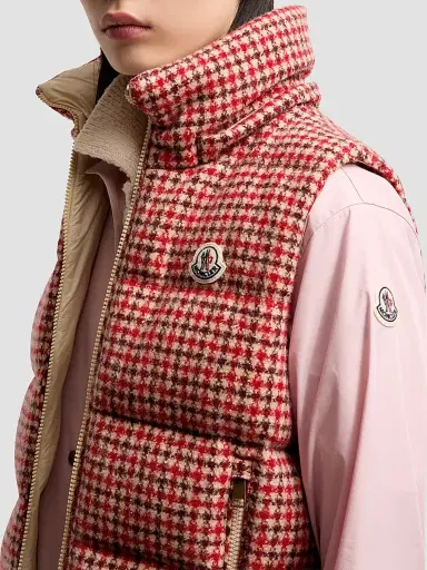 Moncler Women's Niverolle Puffer Vest in Houndstooth Wool Blend - Size XL | Thumbnail 4 Moncler Women's Niverolle Puffer Vest in Houndstooth Wool Blend - Size XL | Thumbnail 4