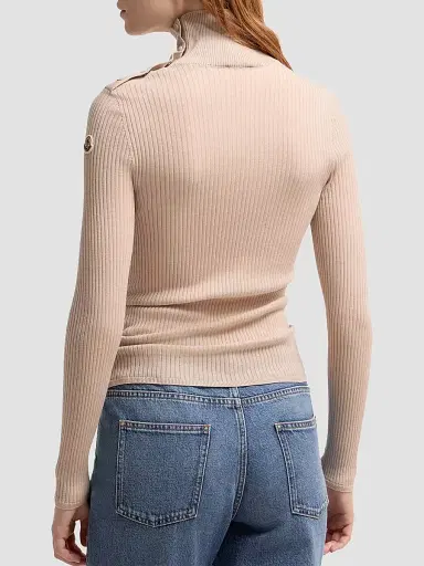 Moncler Women's Sweater in Wool - Light Beige - Size Large | Thumbnail 3 Moncler Women's Sweater in Wool - Light Beige - Size Large | Thumbnail 3