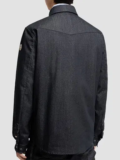Moncler Men's Shirt in Denim - Denim | Thumbnail 3 Moncler Men's Shirt in Denim - Denim | Thumbnail 3