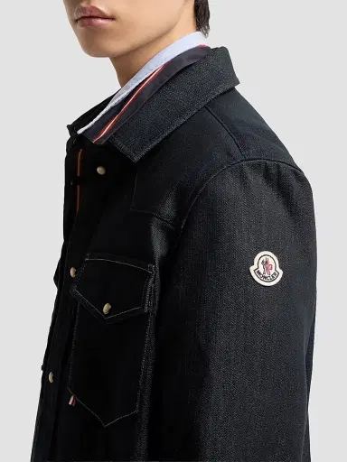 Moncler Men's Shirt in Denim - Denim | Thumbnail 4 Moncler Men's Shirt in Denim - Denim | Thumbnail 4