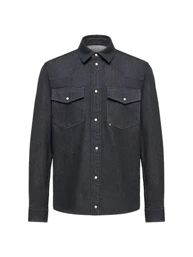 Moncler Men's Shirt in Denim - Denim | Thumbnail 1 Moncler Men's Shirt in Denim - Denim | Thumbnail 1