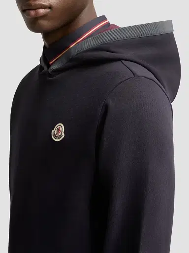 Moncler Men's Hoodie in Cotton - Navy Blue | Thumbnail 4 Moncler Men's Hoodie in Cotton - Navy Blue | Thumbnail 4