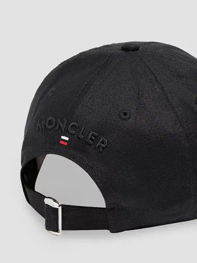 Moncler Men's Baseball Hat in Cotton Gabardine - Black | Thumbnail 3 Moncler Men's Baseball Hat in Cotton Gabardine - Black | Thumbnail 3