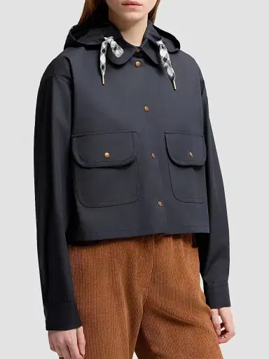 Moncler Women's Shacket in Cotton Blend - Navy Blue | Thumbnail 2 Moncler Women's Shacket in Cotton Blend - Navy Blue | Thumbnail 2
