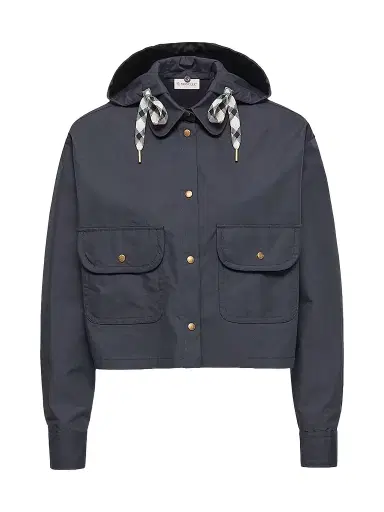 Moncler Women's Shacket in Cotton Blend - Navy Blue | Thumbnail 1 Moncler Women's Shacket in Cotton Blend - Navy Blue | Thumbnail 1