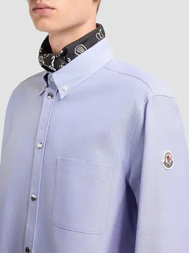 Moncler Men's Shirt in Cotton - Light Blue | Thumbnail 4 Moncler Men's Shirt in Cotton - Light Blue | Thumbnail 4