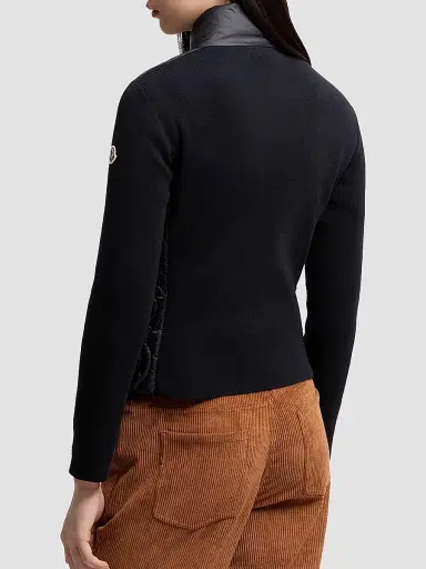 Moncler Women's Down-Filled Cardigan in Cotton - Navy Blue | Thumbnail 3 Moncler Women's Down-Filled Cardigan in Cotton - Navy Blue | Thumbnail 3
