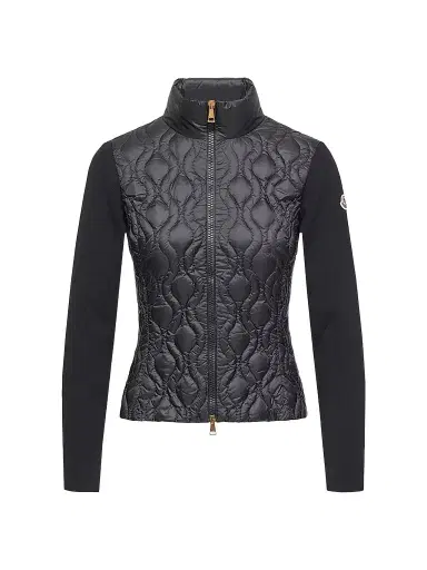 Moncler Women's Down-Filled Cardigan in Cotton - Navy Blue | Thumbnail 1 Moncler Women's Down-Filled Cardigan in Cotton - Navy Blue | Thumbnail 1