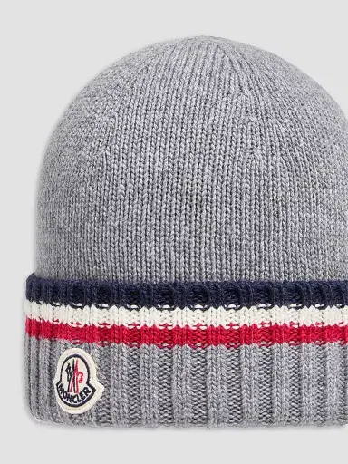 Moncler Little Boy's & Boy's Beanie Hat in Wool and Cashmere - Gray | Thumbnail 3 Moncler Little Boy's & Boy's Beanie Hat in Wool and Cashmere - Gray | Thumbnail 3