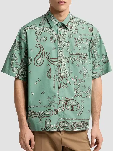 Moncler Men's Shirt in Cotton - Aqua Green | Thumbnail 2 Moncler Men's Shirt in Cotton - Aqua Green | Thumbnail 2