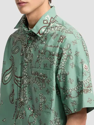 Moncler Men's Shirt in Cotton - Aqua Green | Thumbnail 4 Moncler Men's Shirt in Cotton - Aqua Green | Thumbnail 4