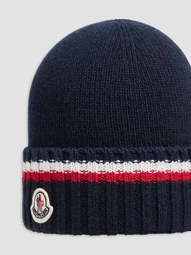 Moncler Little Boy's & Boy's Beanie Hat in Wool and Cashmere - Navy Blue | Thumbnail 3 Moncler Little Boy's & Boy's Beanie Hat in Wool and Cashmere - Navy Blue | Thumbnail 3