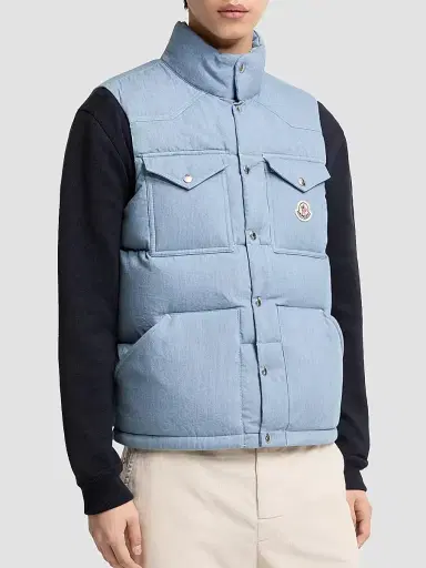 Moncler Men's Ervional Puffer Vest in Denim - Light Blue | Thumbnail 2 Moncler Men's Ervional Puffer Vest in Denim - Light Blue | Thumbnail 2