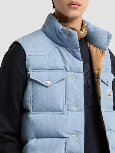 Moncler Men's Ervional Puffer Vest in Denim - Light Blue | Thumbnail 4 Moncler Men's Ervional Puffer Vest in Denim - Light Blue | Thumbnail 4