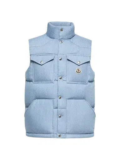 Moncler Men's Ervional Puffer Vest in Denim - Light Blue | Thumbnail 1 Moncler Men's Ervional Puffer Vest in Denim - Light Blue | Thumbnail 1