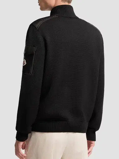Moncler Men's Down-Filled Cardigan in Wool - Black | Thumbnail 3 Moncler Men's Down-Filled Cardigan in Wool - Black | Thumbnail 3