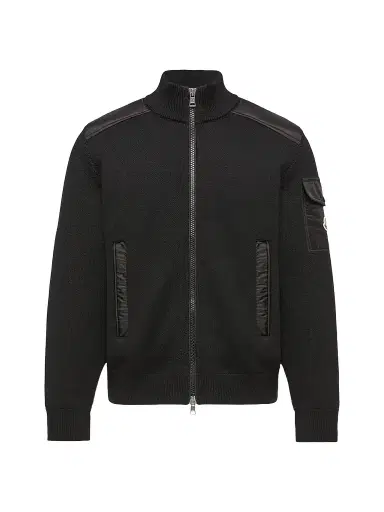 Moncler Men's Down-Filled Cardigan in Wool - Black | Thumbnail 1 Moncler Men's Down-Filled Cardigan in Wool - Black | Thumbnail 1