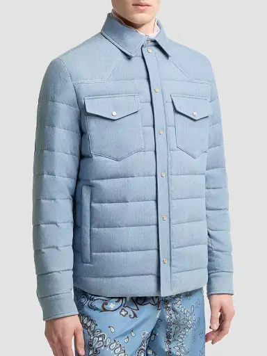 Moncler Men's Tiriol Puffer Shacket in Denim - Light Blue - Size XXL | Thumbnail 2 Moncler Men's Tiriol Puffer Shacket in Denim - Light Blue - Size XXL | Thumbnail 2