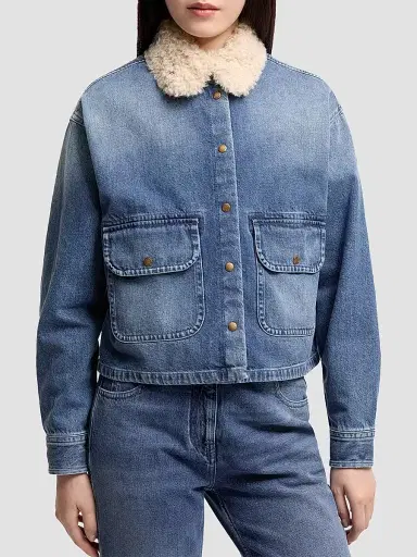 Moncler Women's Shirt in Denim - Denim Blue | Thumbnail 2 Moncler Women's Shirt in Denim - Denim Blue | Thumbnail 2