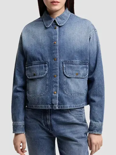 Moncler Women's Shirt in Denim - Denim Blue | Thumbnail 4 Moncler Women's Shirt in Denim - Denim Blue | Thumbnail 4
