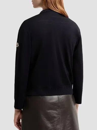 Moncler Women's Cardigan in Wool - Navy Blue | Thumbnail 3 Moncler Women's Cardigan in Wool - Navy Blue | Thumbnail 3