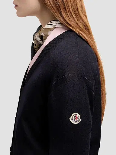 Moncler Women's Cardigan in Wool - Navy Blue | Thumbnail 4 Moncler Women's Cardigan in Wool - Navy Blue | Thumbnail 4
