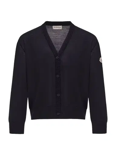 Moncler Women's Cardigan in Wool - Navy Blue | Thumbnail 1 Moncler Women's Cardigan in Wool - Navy Blue | Thumbnail 1