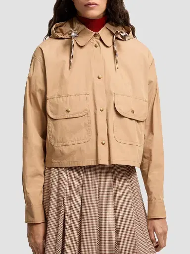 Moncler Women's Shacket in Cotton Blend - Beige | Thumbnail 2 Moncler Women's Shacket in Cotton Blend - Beige | Thumbnail 2