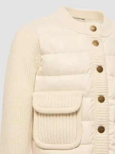 Moncler Little Girl's & Girl's Down-Filled Cardigan in Wool & Cashmere - White | Thumbnail 3 Moncler Little Girl's & Girl's Down-Filled Cardigan in Wool & Cashmere - White | Thumbnail 3