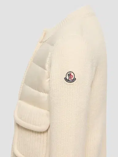 Moncler Little Girl's & Girl's Down-Filled Cardigan in Wool & Cashmere - White | Thumbnail 4 Moncler Little Girl's & Girl's Down-Filled Cardigan in Wool & Cashmere - White | Thumbnail 4