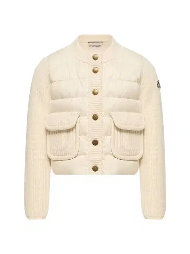 Moncler Little Girl's & Girl's Down-Filled Cardigan in Wool & Cashmere - White | Thumbnail 1 Moncler Little Girl's & Girl's Down-Filled Cardigan in Wool & Cashmere - White | Thumbnail 1