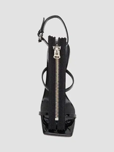 MOSCHINO Women's 125MM Leather T-Strap Sandals - Black | Thumbnail 4 MOSCHINO Women's 125MM Leather T-Strap Sandals - Black | Thumbnail 4