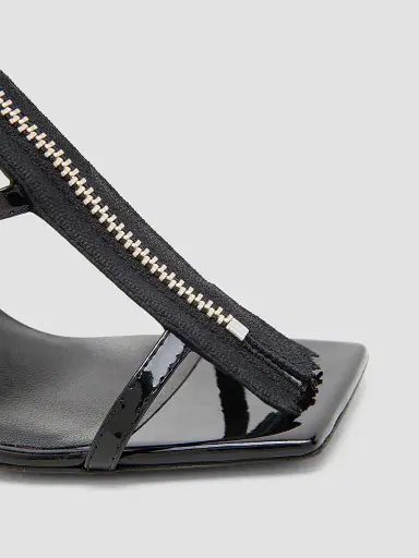 MOSCHINO Women's 125MM Leather T-Strap Sandals - Black | Thumbnail 6 MOSCHINO Women's 125MM Leather T-Strap Sandals - Black | Thumbnail 6