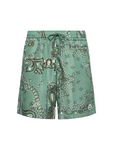 Moncler Men's Swim Trunks with Floral Print - Aqua Green - Size Medium | Thumbnail 1 Moncler Men's Swim Trunks with Floral Print - Aqua Green - Size Medium | Thumbnail 1