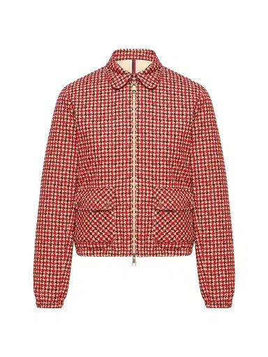 Moncler Women's Lanset Puffer Shacket in Velvet - Red | Thumbnail 1 Moncler Women's Lanset Puffer Shacket in Velvet - Red | Thumbnail 1