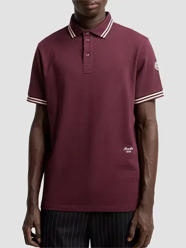 Moncler Men's Polo Shirt in Cotton Piquet - Burgundy | Thumbnail 2 Moncler Men's Polo Shirt in Cotton Piquet - Burgundy | Thumbnail 2