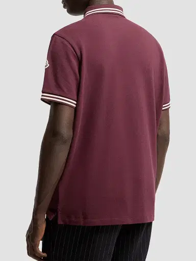 Moncler Men's Polo Shirt in Cotton Piquet - Burgundy | Thumbnail 3 Moncler Men's Polo Shirt in Cotton Piquet - Burgundy | Thumbnail 3