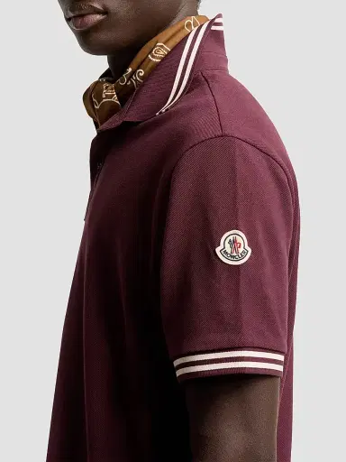 Moncler Men's Polo Shirt in Cotton Piquet - Burgundy | Thumbnail 4 Moncler Men's Polo Shirt in Cotton Piquet - Burgundy | Thumbnail 4