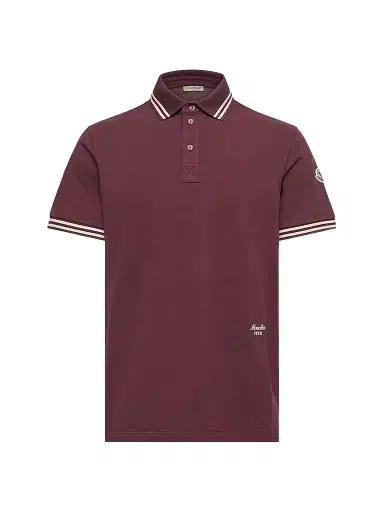 Moncler Men's Polo Shirt in Cotton Piquet - Burgundy | Thumbnail 1 Moncler Men's Polo Shirt in Cotton Piquet - Burgundy | Thumbnail 1